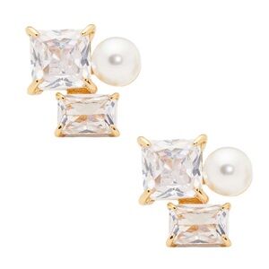 Kate Spade Gold and White Stud Earrings